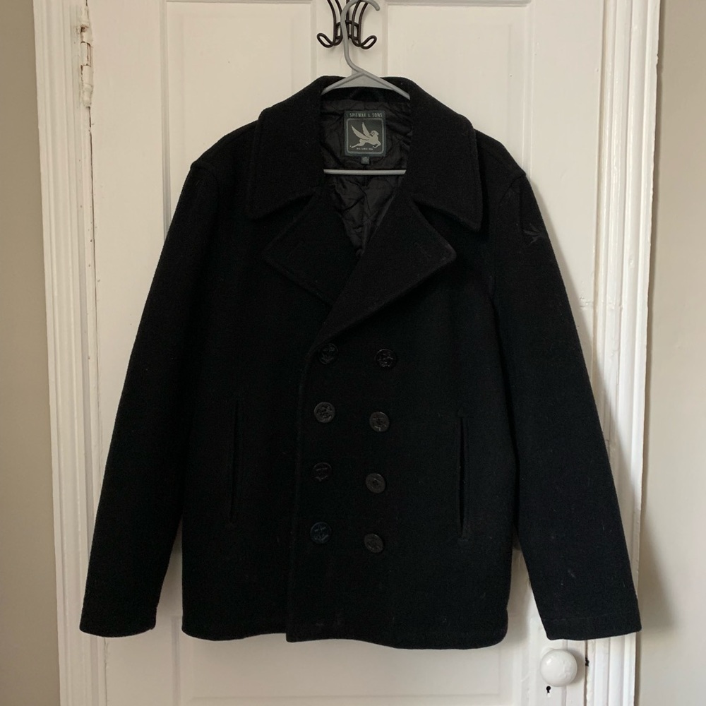 Black double breasted pea coat